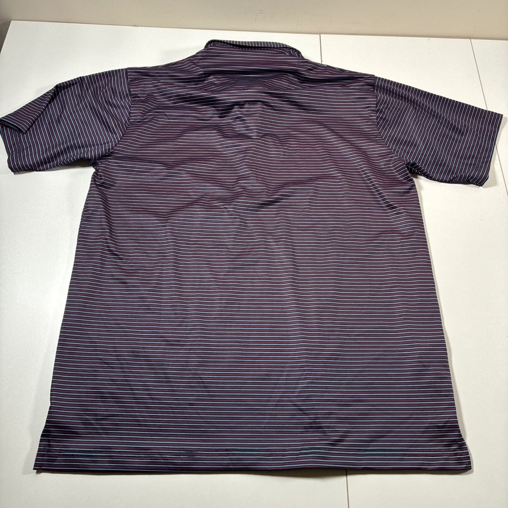 NEW Collars & Co Polo Medium Relaxed Featherweight Blue Red Striped Performance - Picture 4 of 7